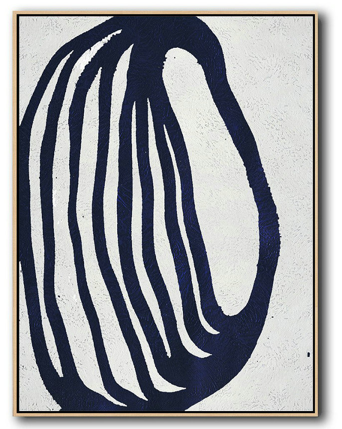 Large Abstract Art Handmade Painting,Buy Hand Painted Navy Blue Abstract Painting Online,Canvas Paintings For Sale